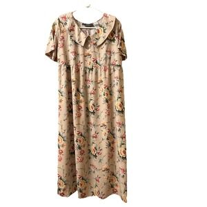 Vintage Jessica Stevens Maxi dress floral Motif short sleeve size L Romantic